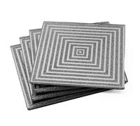 Angraves Geometric Square Lustre Silver Sparkle Glitter Mirrored Glass Coaster Set of 4 Mat