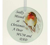 Angraves Mum & Dad Christmas Robin Memorial Tree Hanging Decoration Gift Plaque MomentoTribute Ornament