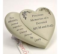 Angraves Mum & Dad Double Heart Flower Graveside Memorial Ornament Verse Plaque