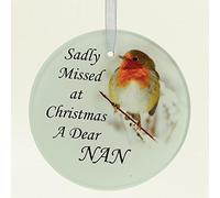 Angraves Nan Christmas Robin Memorial Tree Hanging Decoration Gift Plaque Momento Tribute Ornament