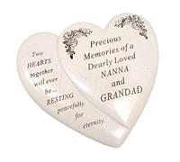Angraves Nanna & Grandad Double Heart Flower Graveside Memorial Ornament Verse Plaque