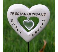 Angraves Sadly Missed Special Husband Love Heart Memorial Tribute Stick Graveside Plaque