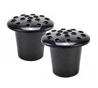 Angraves Set of 2 Black Memorial Grave Vases And Lids Black For Fresh and Artificial Flowers Pot Holder Plastic Cemetery Flower Containers for Headstones Weatherproof Memorial Vase Liners (13 x 11cm)