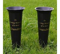 Angraves Set of 2 Grandma In Loving Memory Spiked Memorial Grave Flower Vases