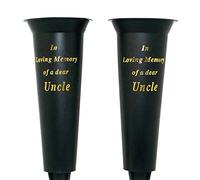 Angraves Set of 2 In Loving Memory Uncle Spiked Memorial Grave Flower Vases Container Holder