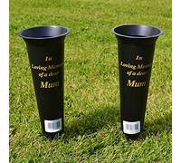 Angraves Set of 2 Mum In Loving Memory Spiked Memorial Grave Flower Vases