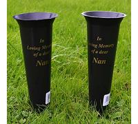 Angraves Set of 2 Nan In Loving Memory Spiked Memorial Grave Flower Vases