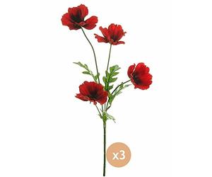 Angraves Set of 3 Red Small Wild Meadow Poppy Sprays (45cm)