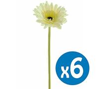 Angraves Set of 6 Cream Small Head Gerbera Artificial Silk Flowers (55cm)