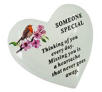 Angraves Someone Special Robin Memorial Heart Graveside Plaque Ornament Grave Decoration