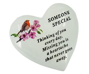 Angraves Someone Special Robin Memorial Heart Graveside Plaque Ornament Grave Decoration