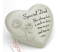 Angraves Special Dad Flower Diamante Heart Graveside Memorial Ornament Plaque With Verse