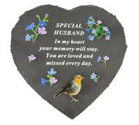 Angraves Special Husband Graveside Memorial Robin Slate Love Heart Grave Plaque Stepping Stone Ornament Decoration