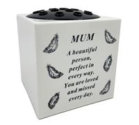 Angraves Special Mum Angel Feather Memorial Graveside Flower Vase Container White