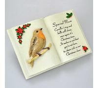Angraves Special Mum Christmas Robin Memorial Book Plaque With Verse