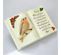 Angraves Special Mum & Dad Christmas Robin Memorial Book Plaque With Verse
