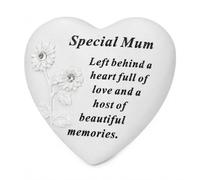 Angraves Special Mum Flower Diamante Heart Graveside Memorial Ornament Plaque With Verse