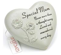 Angraves Special Mum Flower Diamante Heart Graveside Memorial Ornament Plaque With Verse
