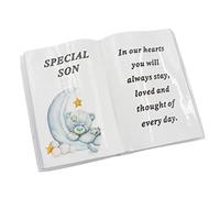 Angraves Special Son Baby Boy Teddy Bear Moon Memorial Graveside Book Ornament Plaque