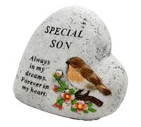 Angraves Special Son Graveside Memorial Love Heart Robin Floral Grave Plaque Ornament Decoration Rock