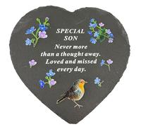 Angraves Special Son Graveside Memorial Robin Slate Love Heart Grave Plaque Stepping Stone Ornament Decoration