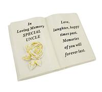 Angraves Special Uncle Brushed Gold Rose Memorial Graveside Book Plaque