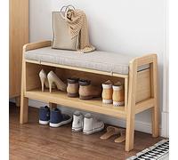 angroups Shoe Rack Bench with Cushion, 2-Tier Wooden Shoe Storage Bench with Seat, Durable and Stable Storage Benches for Entryway Hallway Closet Dorm Room Load Capacity 200 kg, 65X30X45CM