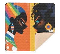 Angry African Girls Large Sturdy Baby Playmat for Indoor Outdoor Comfortable Playroom Activity Mat for Baby Kids Toddlers Infants, 50'' x 50''