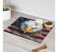 Angry American Bald Eagle Pet Feeding Mat for Cat Dog Water Bowl Food Mats American Flag Pet Feeding Mats Absorbent Nti-Slip Contain Spills Protects Floors Placemat 43.1 x 76.2 cm