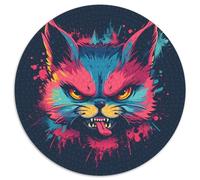 Angry Animals 1000 Piece Jigsaw Puzzles Circular Jigsaw Creative Educational Games Beautiful Decoration Puzzle for Travel Gifts,Present 1000pcs (67.5x67.5cm)