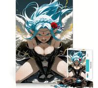 Angry Anime Angel Girl Jigsaw Puzzles 1000 Mental Focus Game No Gap Tight Fitting Design Interactive Brain Challenge for Home (50x75cm)