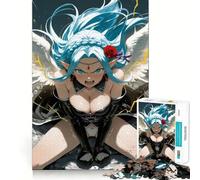 Angry Anime Angel Girl Jigsaw Puzzles 1000 Mental Focus Game Precision Cut Smooth Edges Meaningful Connection Building Game (38x52cm)