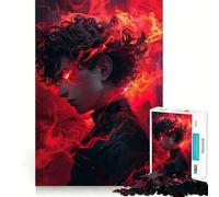 Angry Anime Boy 1000 Piece Adult Puzzles Logic Puzzle Play Precision Cut Smooth Edges for Family Gatherings (38x52cm)