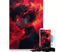 Angry Anime Boy Jigsaw Puzzles 1000 Mental Focus Game Precision Cut Smooth Edges Meaningful Connection Building Game (38x26cm)