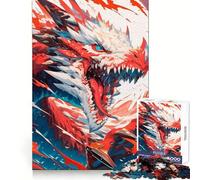 Angry Anime Dragon 1000 Pieces Jigsaws Adults Puzzles Gifts Think Training Unwind Easily Defined Edges Merry Gift (38x26cm)