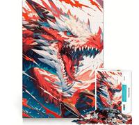 Angry Anime Dragon Jigsaw for Teenagers1000 Pieces Mind Boost Game Firm Fit Secure Assembly Bonding Activity for Loved Ones (50x75cm)