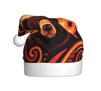 Angry Bear Festive Christmas Hats for Adults - Cozy Santa Hat for Men Women New Year Party Supplies Red