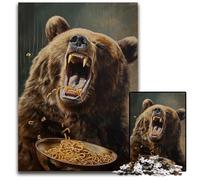 Angry Bear Ramen Noodles Jigsaw Puzzles for Adults 1000 Piece Challenging Puzzles Challenging Brain Teaser for Teenagers Family Game Night Fun 1000 PCS(75x50cm)