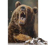 Angry Bear Ramen Noodles Jigsaw Puzzles Puzzles for Adults Kids. 1000 Pieces Impossible Challenge Toy Educational Games Home Decoration for Educational Games Gifts 1000pcs (75x50cm)