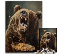 Angry Bear Ramen Noodles Pc Adults Jigsaw Puzzle Paper Jigsaw Puzzles Home Activity for Holidays Birthdays And Family Game Nights 1000 PCS(38x26cm)
