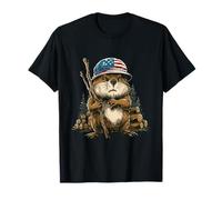 Angry Beaver with US Hat for Forest and Beavers Lovers T-Shirt