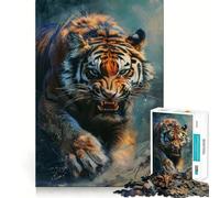 Angry Bengal Tiger Jigsaw Puzzles 1000 Cognitive Skill Toy Smooth Burr Free Surface Relaxing Indoor Group Activity (38x52cm)