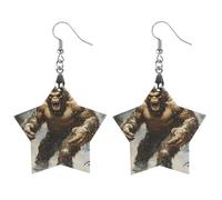 Angry Bigfoot Snowstorm Women's Wooden Earring Star Dangle Earrings Pendant Jewelry