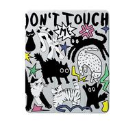 Angry Black Cat Don't Touch Me Case Compatible with IPad 9th 8th 7th Generation 10.9 Inch 2021/2019/2018,Funny Cover with Trifold Stand + Pencil Holder for Boys Girls,iPad 10.9in 2022
