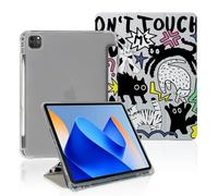 Angry Black Cat Don't Touch Me Case Compatible with IPad 9th 8th 7th Generation 10.9 Inch 2021/2019/2018,Funny Cover with Trifold Stand + Pencil Holder for Boys Girls,iPad Pro 11inch 2024