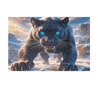 Angry Black Panther 1000 Piece Jigsaw Puzzle for Adults Luminous Enchanted Beasts Jigsaw Bedroom Decor Accent Whimsical Brainteaser Great Relaxation Activity 1000 PCS