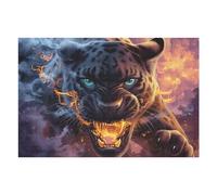 Angry Black Panther 1000 Piece Jigsaw Puzzle for Adults Magical Cosmic Creatures Office Desk Decor Stress Buster Interlocking Pieces for Coworkers 1000 PCS