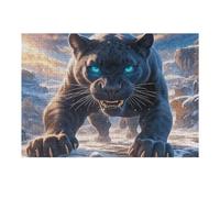 Angry Black Panther 300 Piece Jigsaw Puzzle for Adults Teens Luminous Enchanted Beasts Dorm Room Decor Study Break Challenging Puzzle Great Gift for College 300 PCS