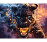 Angry Black Panther 300 Pieces Premium Jigsaw Puzzle Magical Cosmic Creatures Adult Jigsaws Educational Challenge Mental Exercise Wall Art Winter Rigid Cardboard 300 PCS/40x28cm