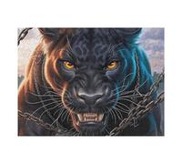 Angry Black Panther 500 Piece Jigsaw Puzzle for Adults Luminous Enchanted Beasts Nursery Wall Art Calming Decor Precision Cut for New Parents 500 PCS
